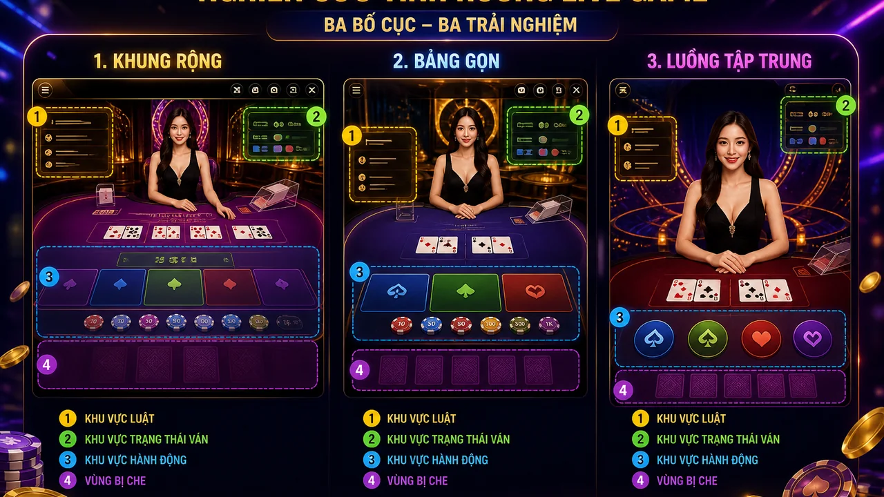 Ba bố cục bàn live game dễ theo dõi: qh88 và checklist chọn phòng phù hợp
